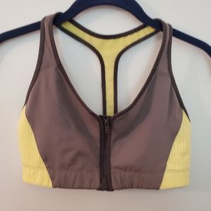 Victoria's Secret Grey/Yellow Zip-front Sport Bra